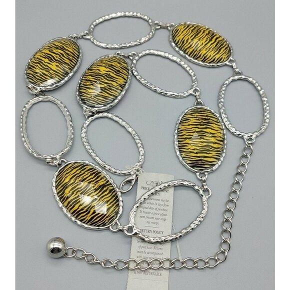 Cache Link Chain Belt Animal Print Silver Tone Statement Piece S M NWT - Picture 1 of 9